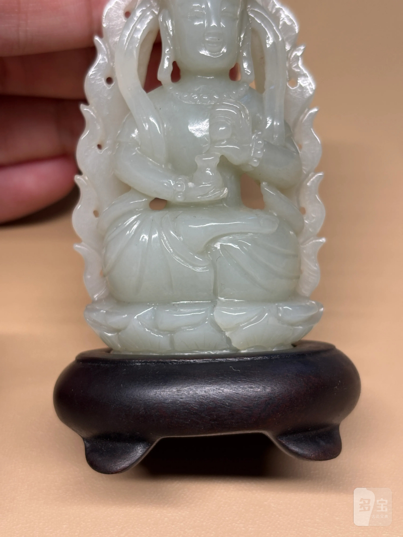 清 白玉净瓶观音坐像 - 图4